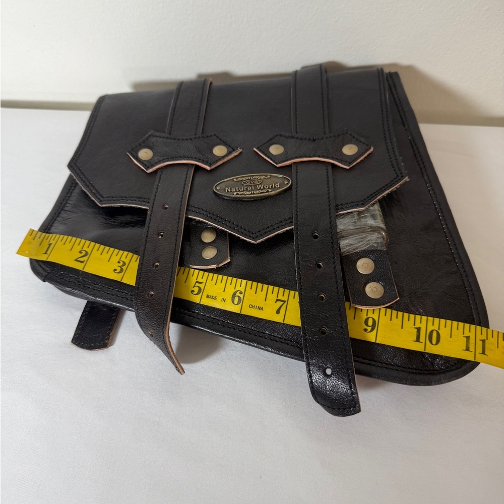 Natural World Panniers Side Bags Pair Of 2 Black Leather Motorcycle 2 Saddle Bag - Picture 8 of 12